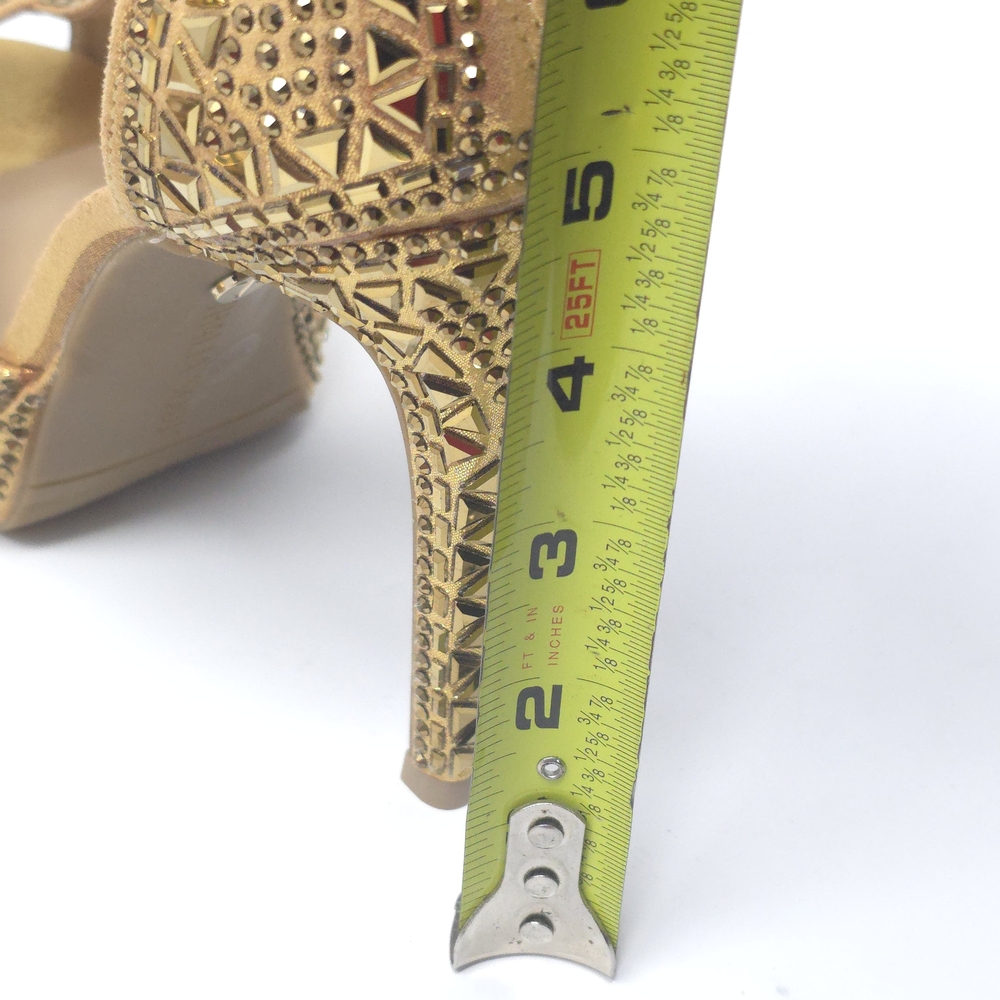 Thalia Sodi Chacey Gold Embellished T-Strap Platform Sandals Women’s 7W - Picture 11 of 12